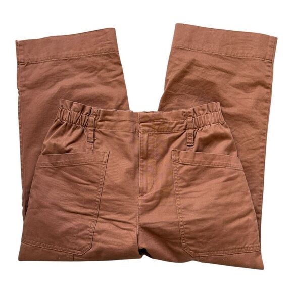 LOFT Utility Pants Size 10 Petite Paperbag Waist cropped Fabric belt Style 76194 - Picture 2 of 7